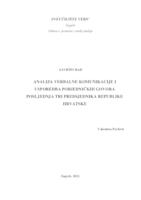 Analiza verbalne komunikacije i usporedba pobjedničkih govora posljednja tri predsjednika Republike Hrvatske