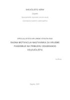 Radna motivacija nastavnika za vrijeme pandemije na primjeru odabranog veleučilišta
