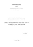 Utjecaj pandemije COVID-19 na poslovanje ustanove Lučke uprave Pula