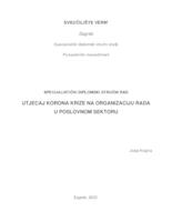 Utjecaj korona krize na organizaciju rada u poslovnom sektoru