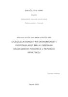 Utjecaj likvidnosti na ekonomičnost i profitabilnost malih i srednjih građevinskih poduzeća u Republici Hrvatskoj