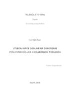 Utjecaj opće okoline na donošenje poslovnih odluka u odabranom poduzeću
 