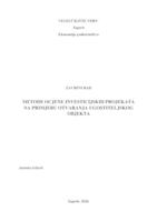 Metode ocjene investicijskih projekata na primjeru otvaranja ugostiteljskog objekta