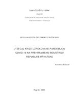 Utjecaj krize uzrokovane pandemijom COVID-19 na prehrambenu industriju Republike Hrvatske