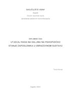 Utjecaj rada na daljinu na psihofizičko stanje zaposlenika u obrazovnom sustavu