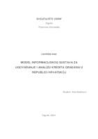 Model informacijskog sustava za ugovaranje i analizu kredita građana u Republici Hrvatskoj