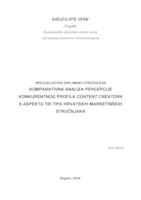 Komparativna analiza percepcije konkurentnog profila content creatora s aspekta tri tipa hrvatskih marketinških stručnjaka