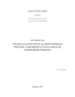 Prijedlog strategije za unaprjeđenje prodaje u B2B modelu poslovanja na odabranom primjeru 
