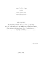 Komparativna analiza financijske stabilnosti vodećih turističkih kompanija kao bitan operativni cilj poslovanja u COVID-19 krizi 
