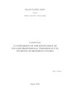 A comparison of the knowledge of English professional terminology in students of different studies
 