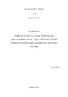 Komparativna analiza percepcije zaposlenika o kulturološkoj pozadini gostiju u hotelima Maistre Collection, Rovinj