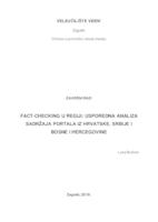 Fact-checing u regiji: usporedna analiza sadržaja portala iz Hrvatske, Srbije i Bosne i Hercegovine