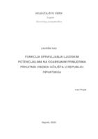 prikaz prve stranice dokumenta Funkcija upravljanja ljudskim potencijalima na odabranim primjerima privatnih visokih učilišta u Republici Hrvatskoj
