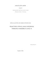 prikaz prve stranice dokumenta Reaktivno upravljanje krizom na primjeru pandemije COVID-19