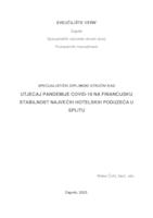 prikaz prve stranice dokumenta Utjecaj pandemije COVID-19 na financijsku stabilnost najvećih hotelskih poduzeća u Splitu