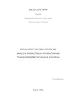 prikaz prve stranice dokumenta Analiza proračuna i proračunske transparentnosti Grada Zagreba