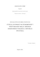 prikaz prve stranice dokumenta Utjecaj likvidnosti na ekonomičnost i profitabilnost malih i srednjih građevinskih poduzeća u Republici Hrvatskoj