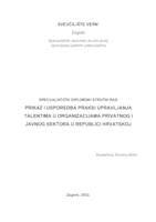 prikaz prve stranice dokumenta Prikaz i usporedba praksi upravljanja talentima u organizacijama privatnog i javnog sektora u Republici Hrvatskoj