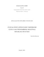 prikaz prve stranice dokumenta Utjecaj krize uzrokovane pandemijom COVID-19 na prehrambenu industriju Republike Hrvatske