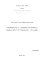 prikaz prve stranice dokumenta Pretpostavke za uspješno pokretanje i vođenje start-up projekata u Hrvatskoj